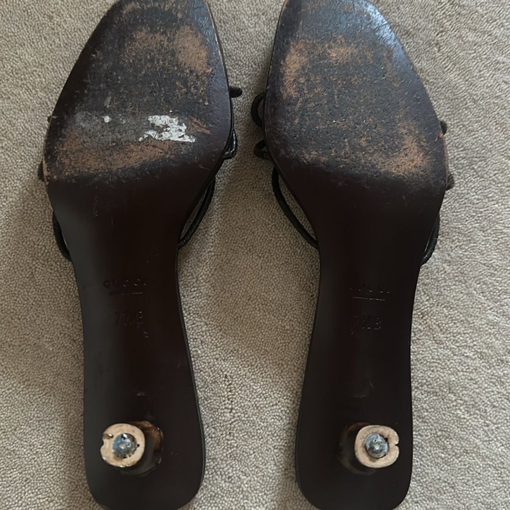 **AS IS ** RARE Vintage GUCCI Tom Ford Bamboo Kitten Heels 7 1/2B - Picture 2 of 10